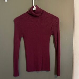 Ambiance Ribbed Cowl Neck Sweater - Deep Red